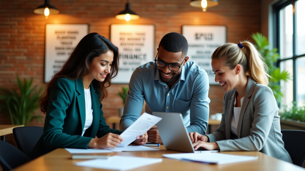 Junge Berufstätige bei Finanzplanung